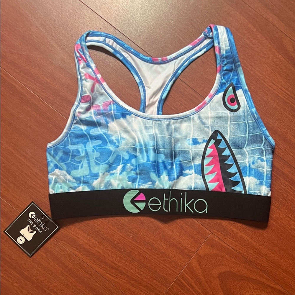 Ethika‎ girls Shark Print Blue Sports Bra size M